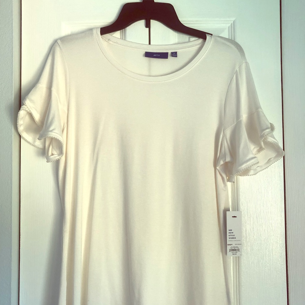 White Short Sleeve ruffle shirt